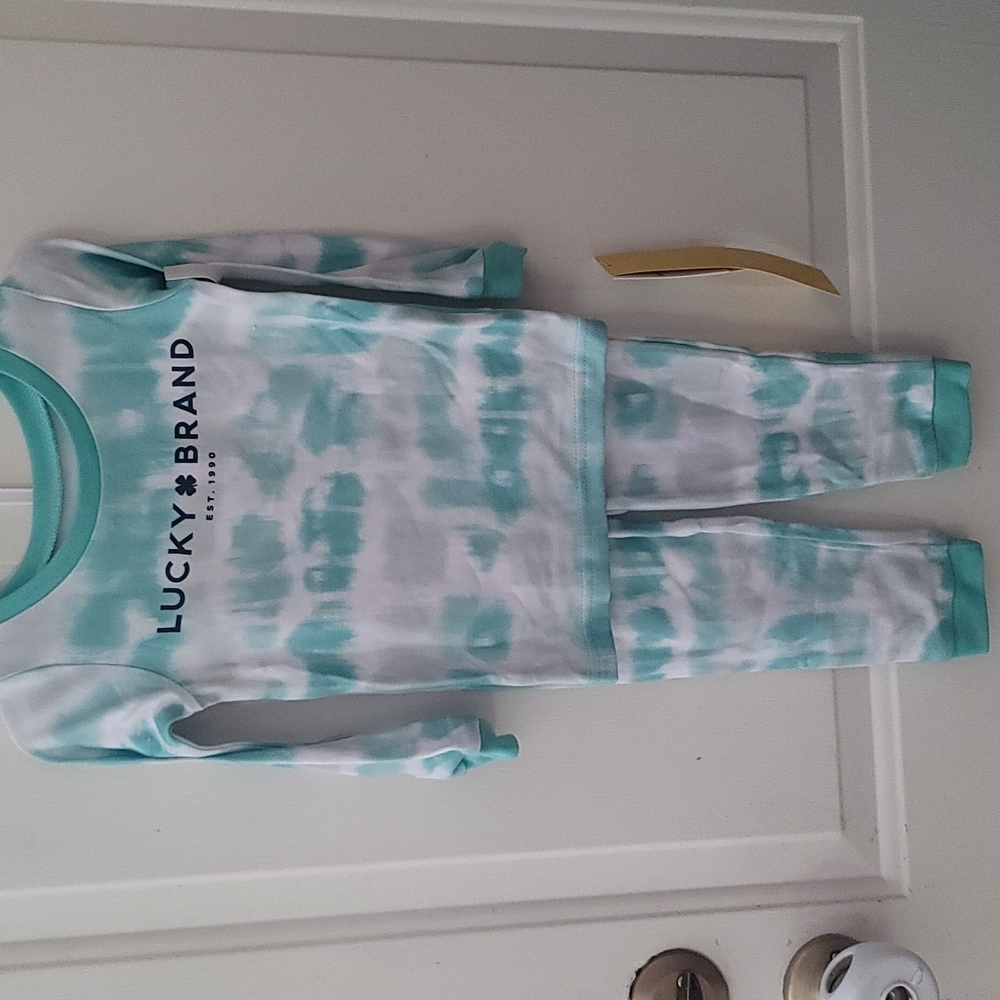 LUCKY BRAND GREEN/WHITE TIE DYE 2 PIECE PJ SET: NWT: SZ 3T